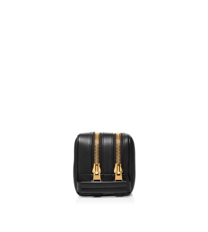 Grain Leather Double Zip Toiletry Bag