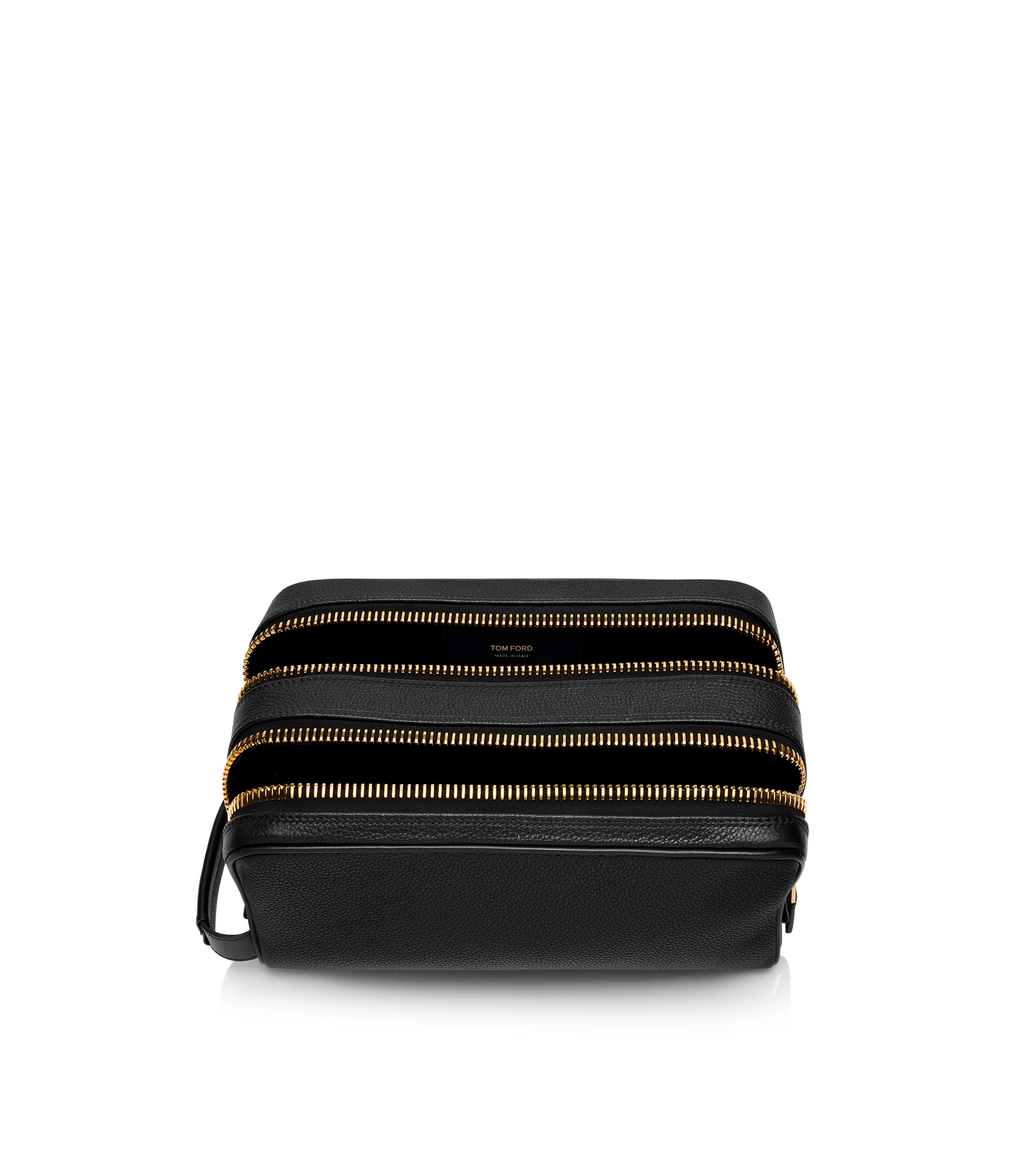 Grain Leather Double Zip Toiletry Bag