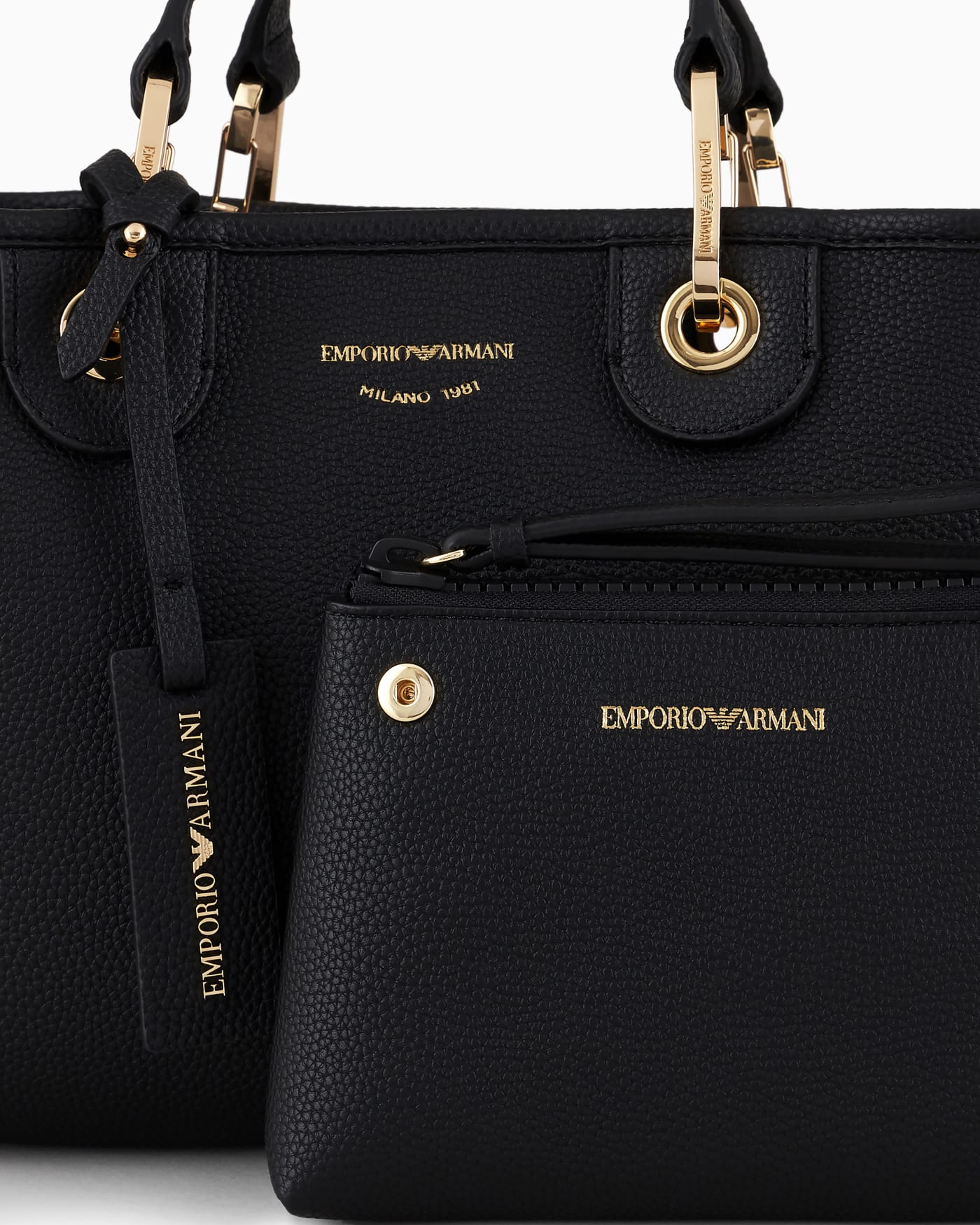 Pebbled shopper bag with pouch woman