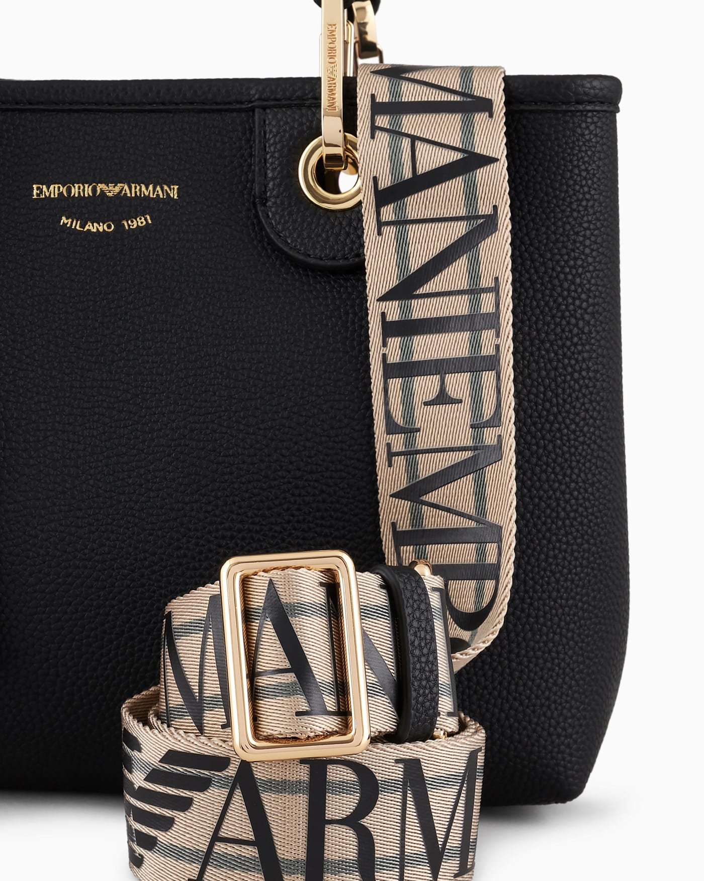 Pebbled shopper bag with pouch woman