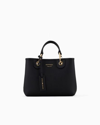 Pebbled shopper bag with pouch woman