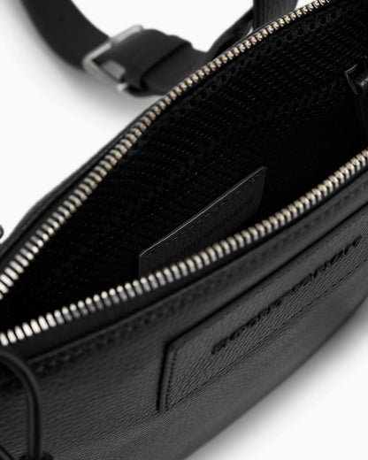Shoulder bag tumbled leather zip for man