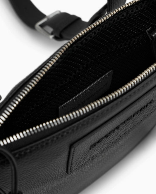 Shoulder bag tumbled leather zip for man