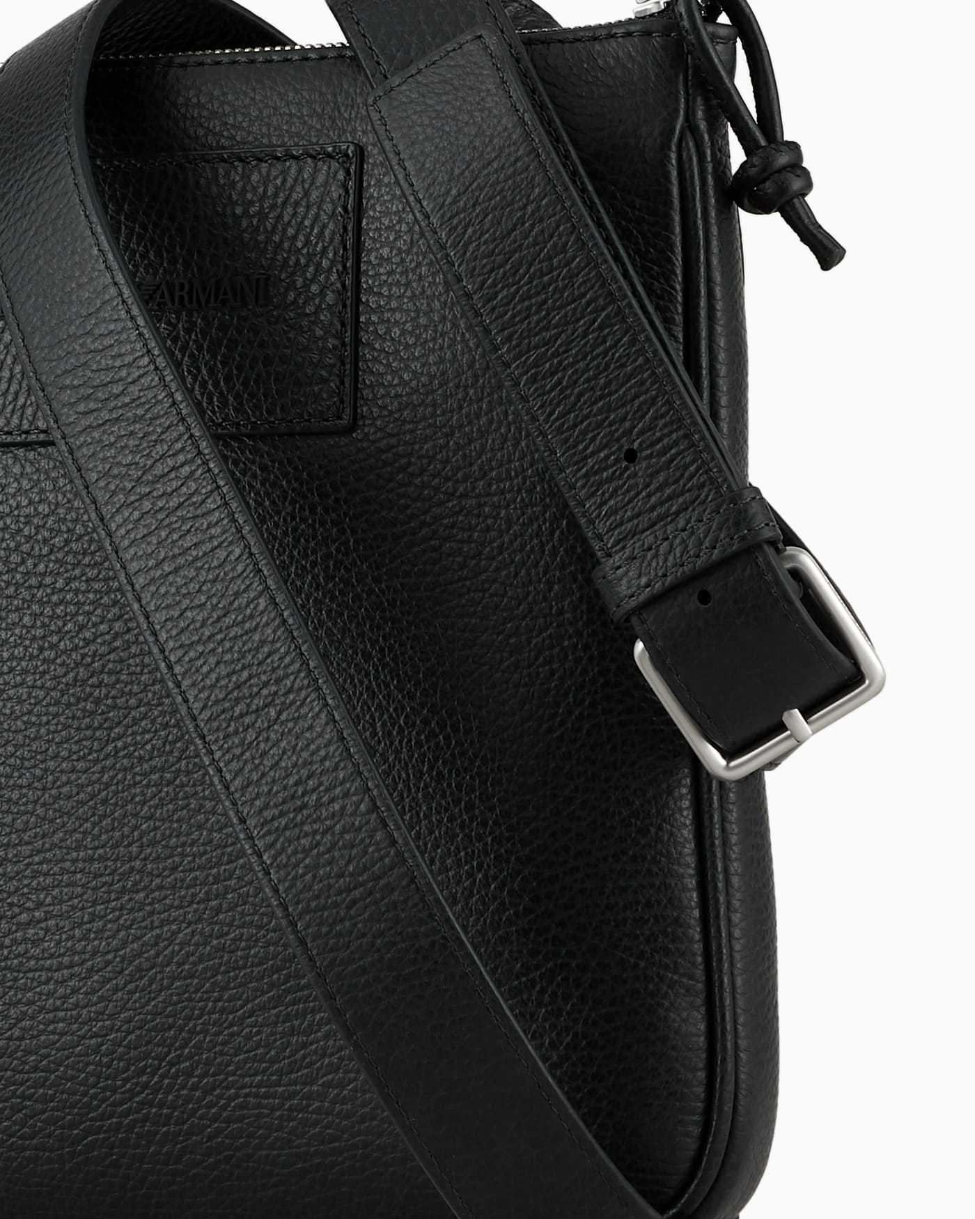 Shoulder bag tumbled leather zip for man