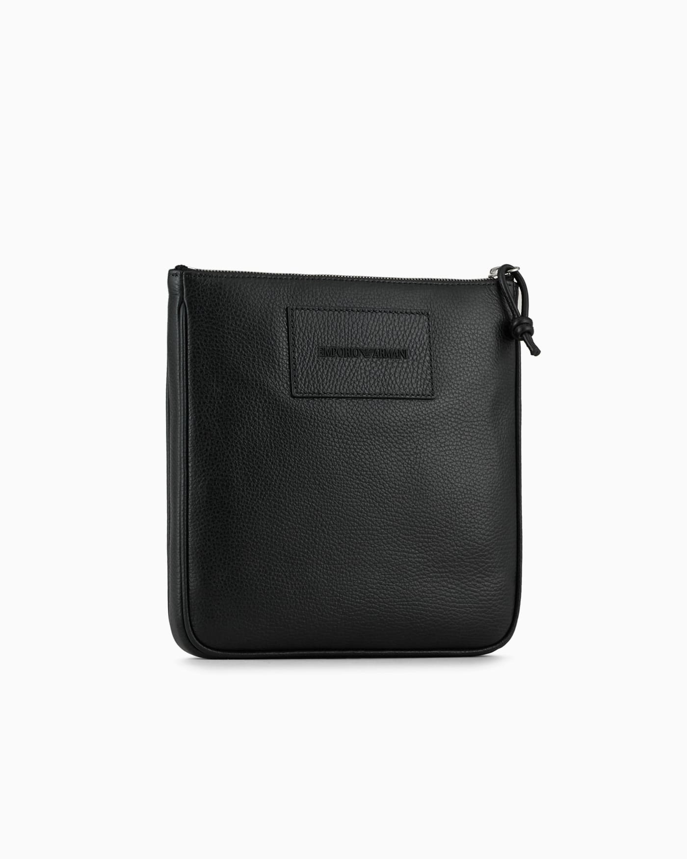 Shoulder bag tumbled leather zip for man