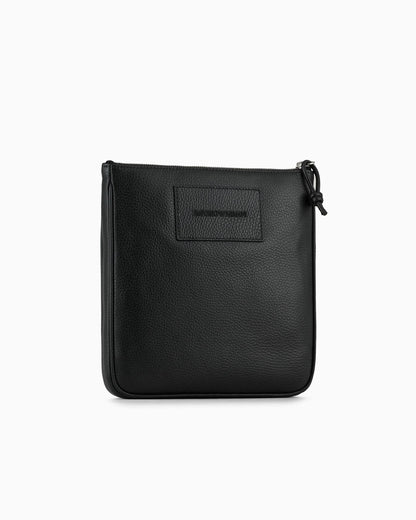 Shoulder bag tumbled leather zip for man