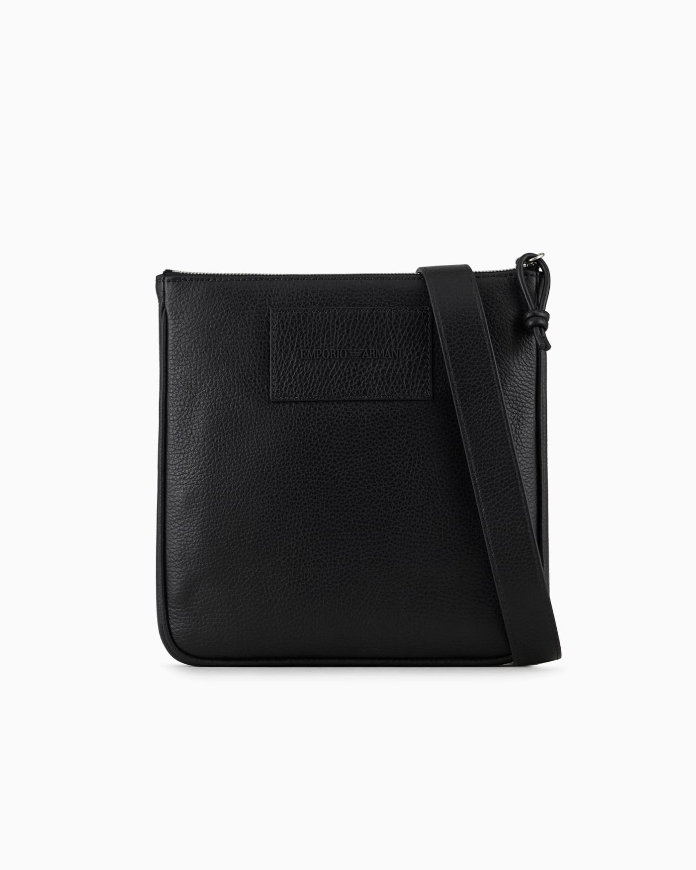 Shoulder bag tumbled leather zip for man