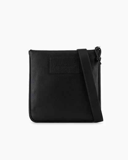 Shoulder bag tumbled leather zip for man