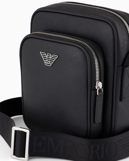 Saffiano leather shoulder bag man