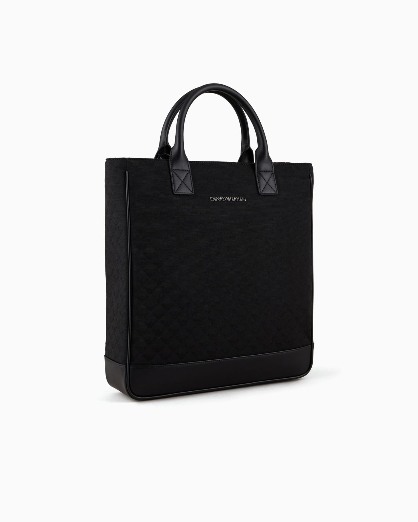 Jacquard leather handle tote for man