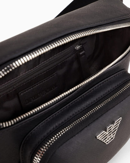 Regenerated saffiano leather belt bag man