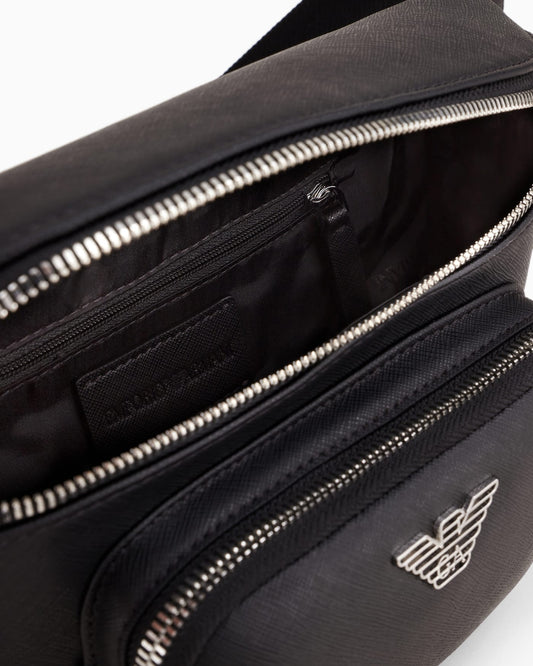 Regenerated saffiano leather belt bag man