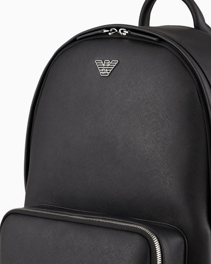 Regenerated saffiano leather backpack man