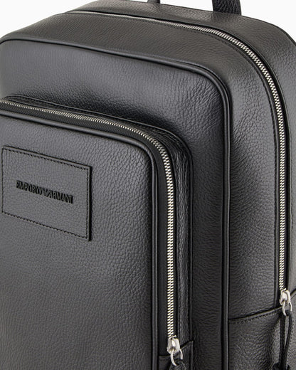 Tumbled leather laptop backpack man