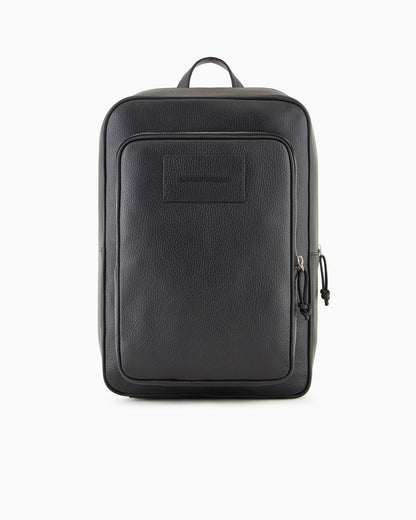 Tumbled leather laptop backpack man