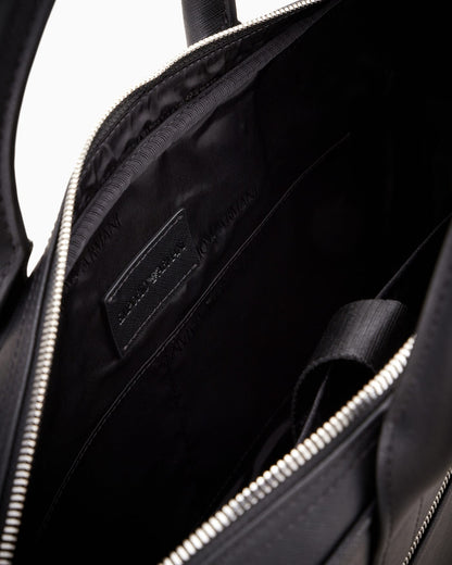regenerated Saffiano leather business bag with eagle plate