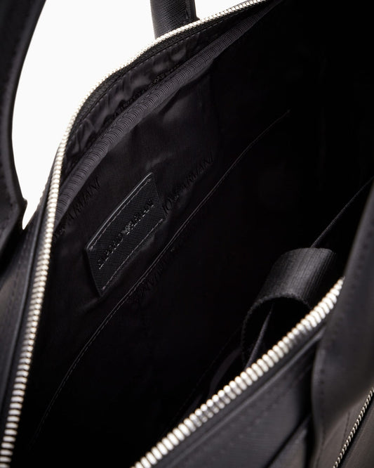 regenerated Saffiano leather business bag with eagle plate