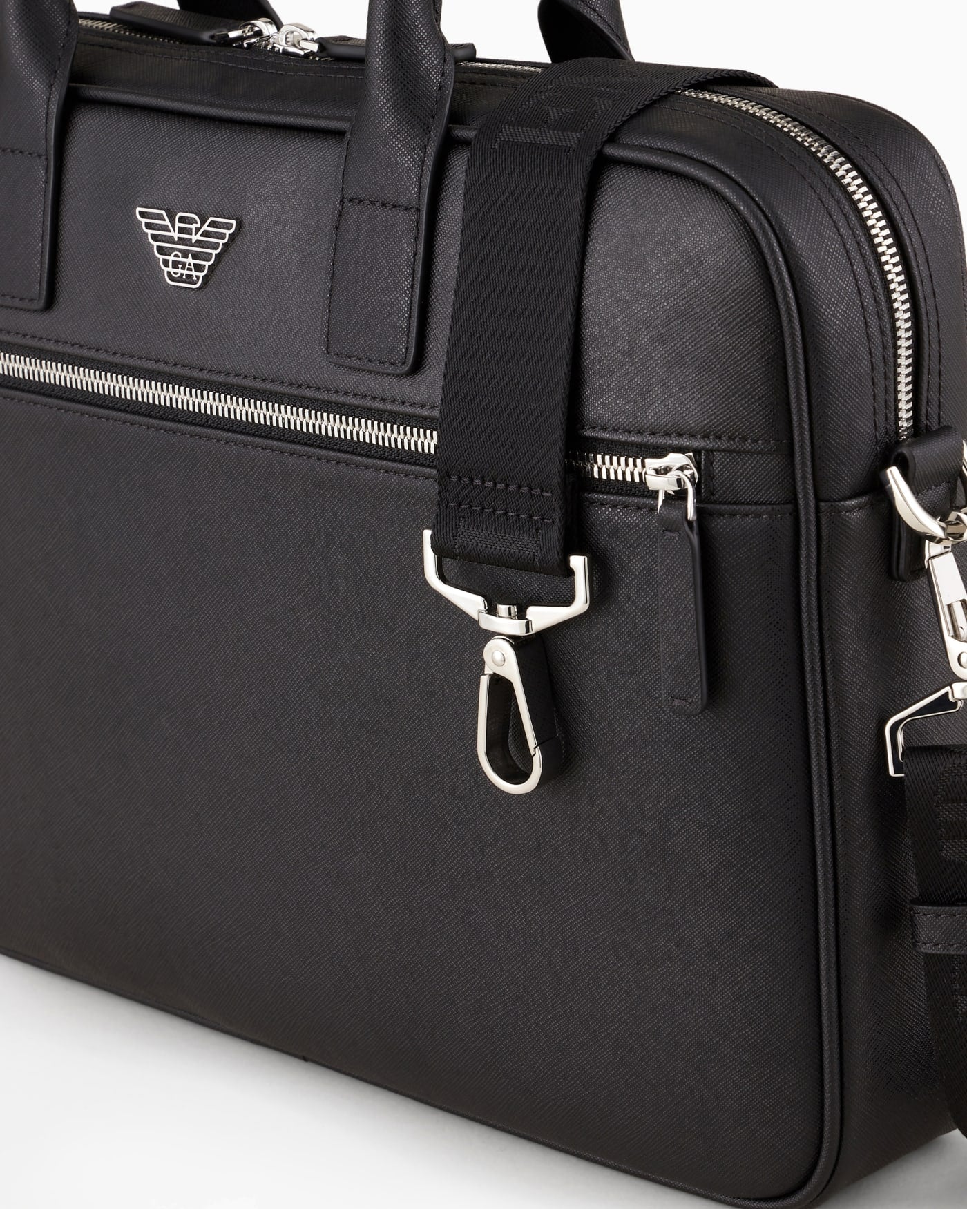 regenerated Saffiano leather business bag with eagle plate