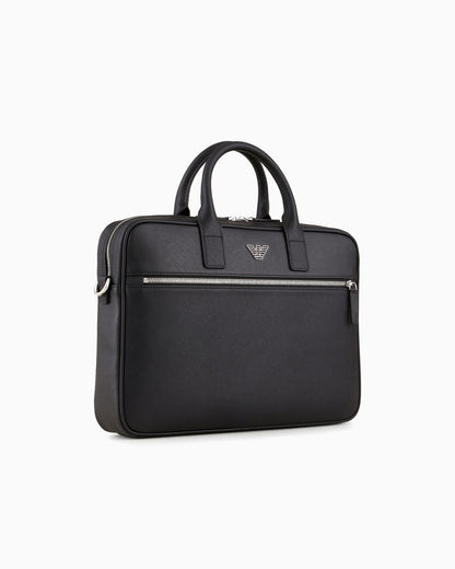 regenerated Saffiano leather business bag with eagle plate
