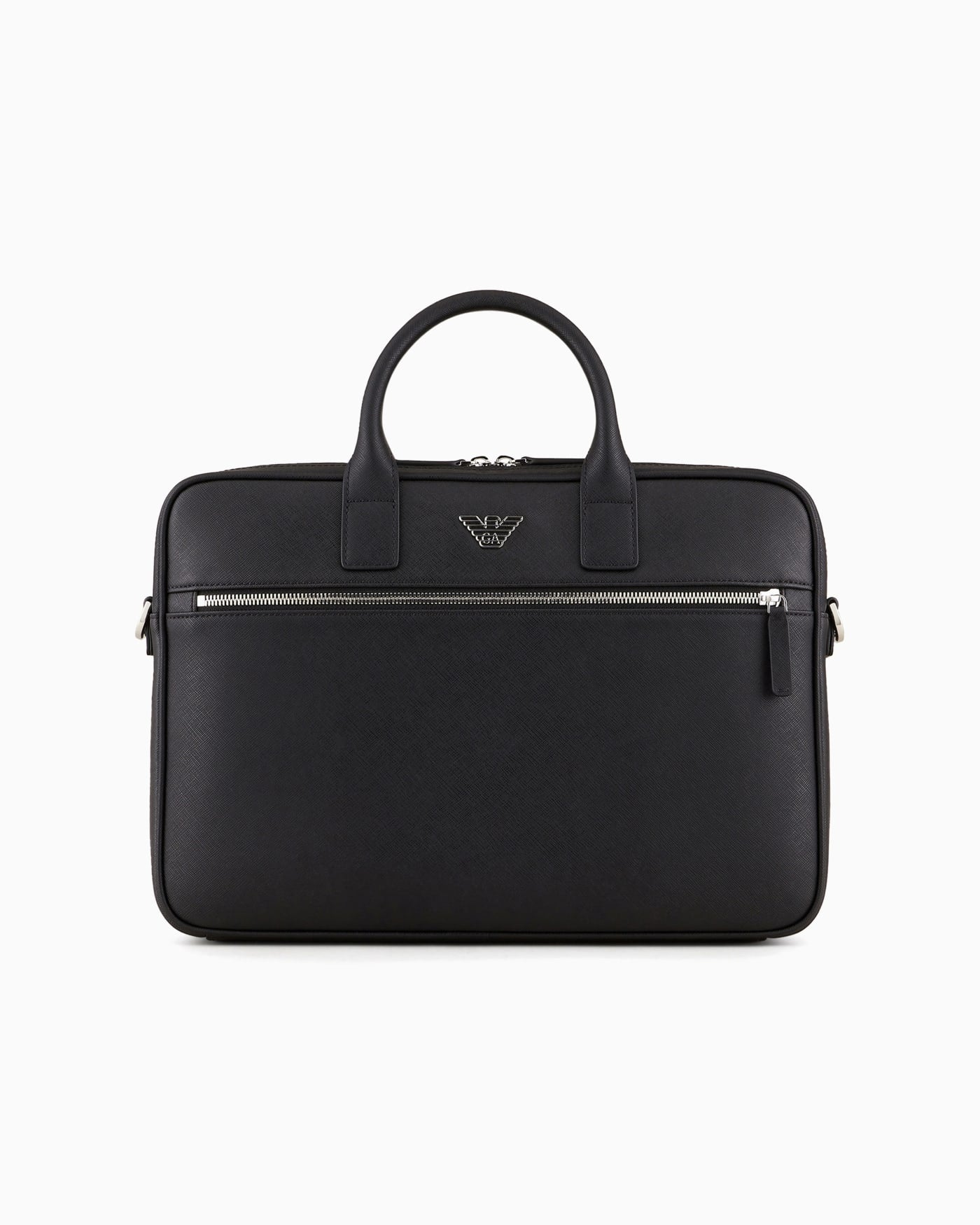 regenerated Saffiano leather business bag with eagle plate