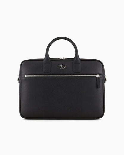 regenerated Saffiano leather business bag with eagle plate