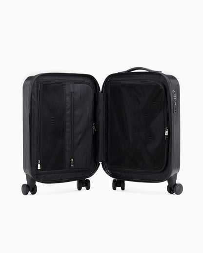 ABS carry-on bag with oversized, embossed eagle