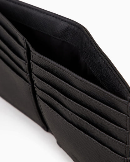 regenerated Saffiano leather wallet with eagle plate