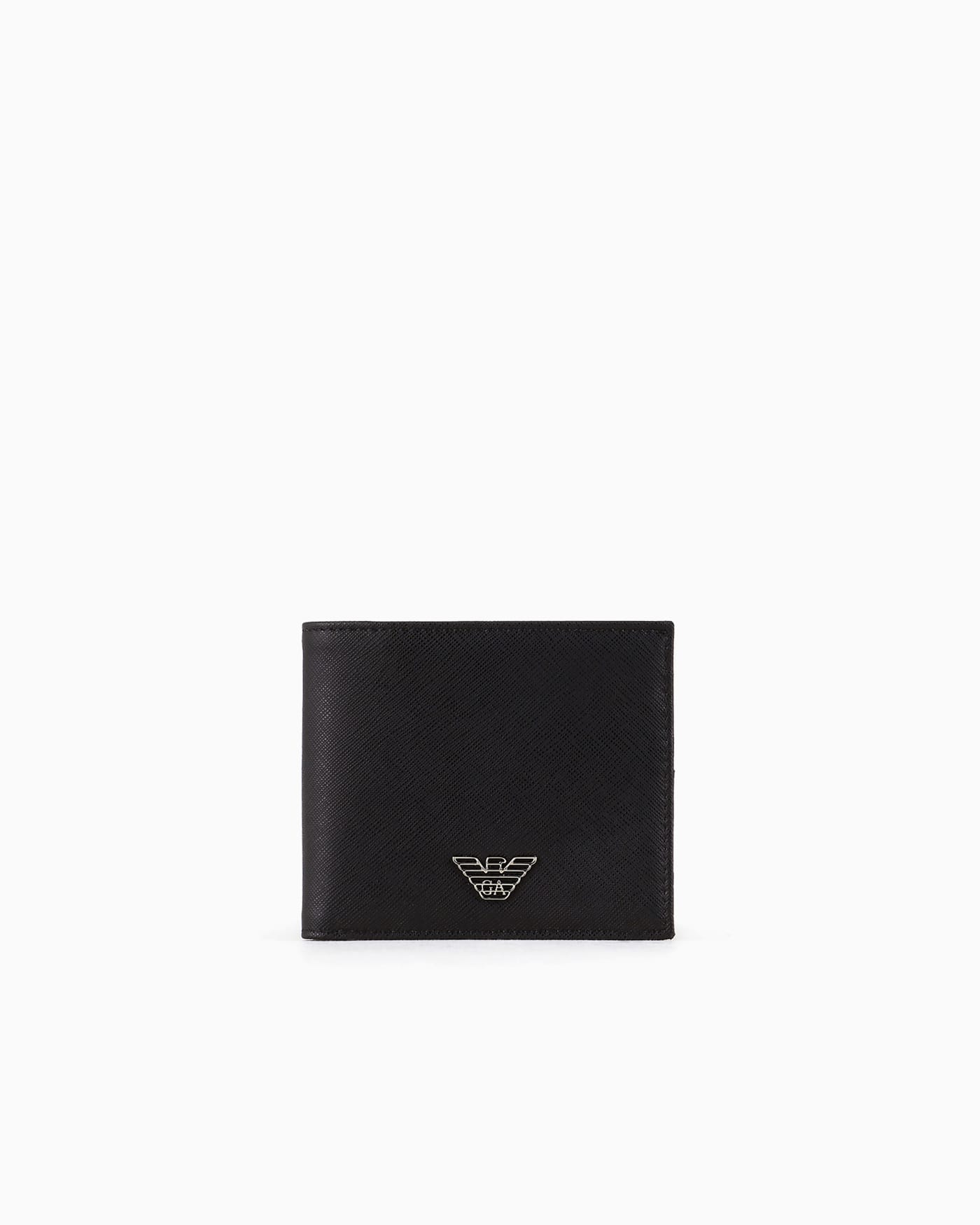 regenerated Saffiano leather wallet with eagle plate