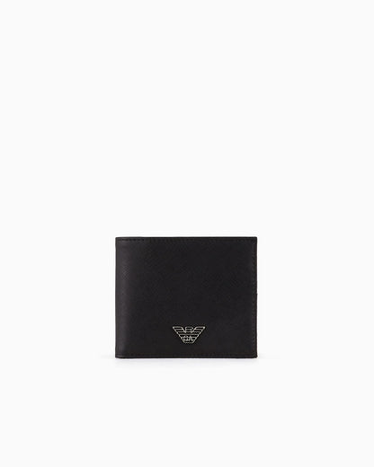 regenerated Saffiano leather wallet with eagle plate