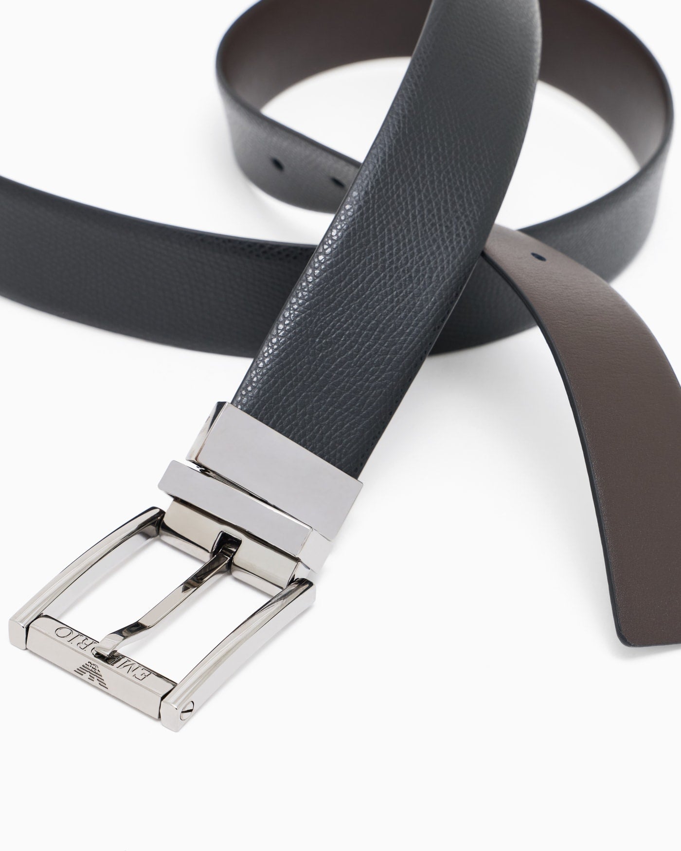 Reversible leather belt with one side in palmellato leather