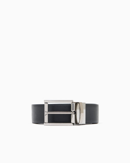 Reversible leather belt with one side in palmellato leather