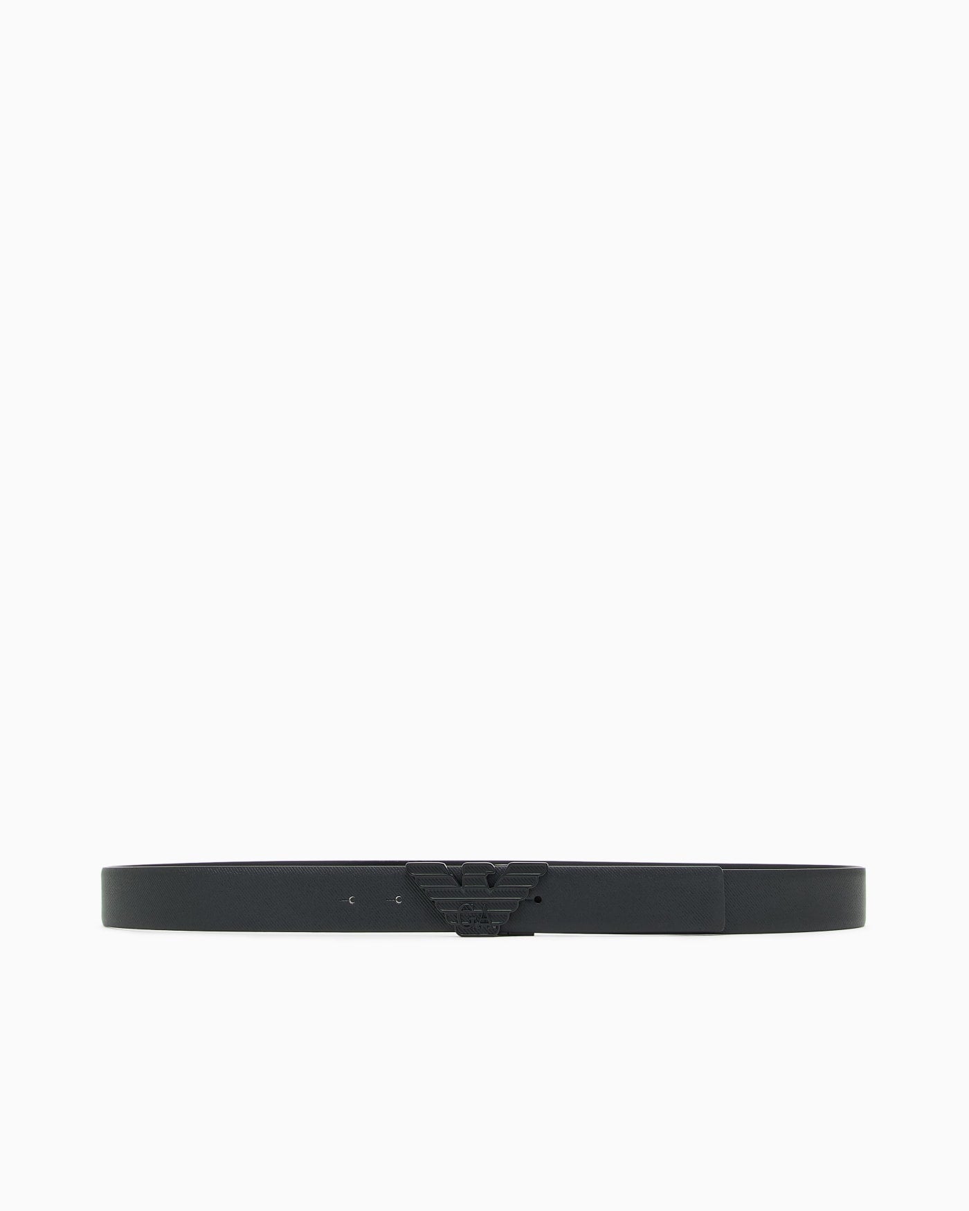 Leather belt with embossed print and eagle buckle