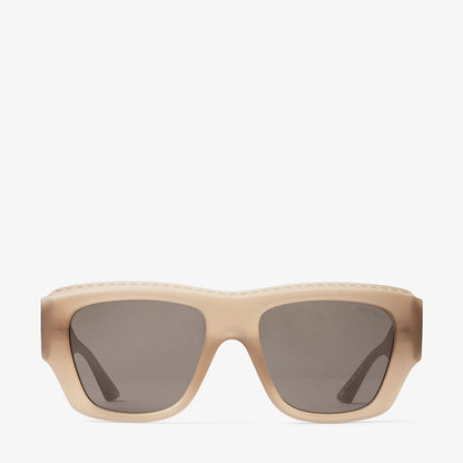 Yani Matte Transparent Tan Rectangular Sunglasses