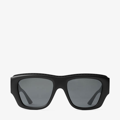 Yani Matte Black Rectangular Sunglasses