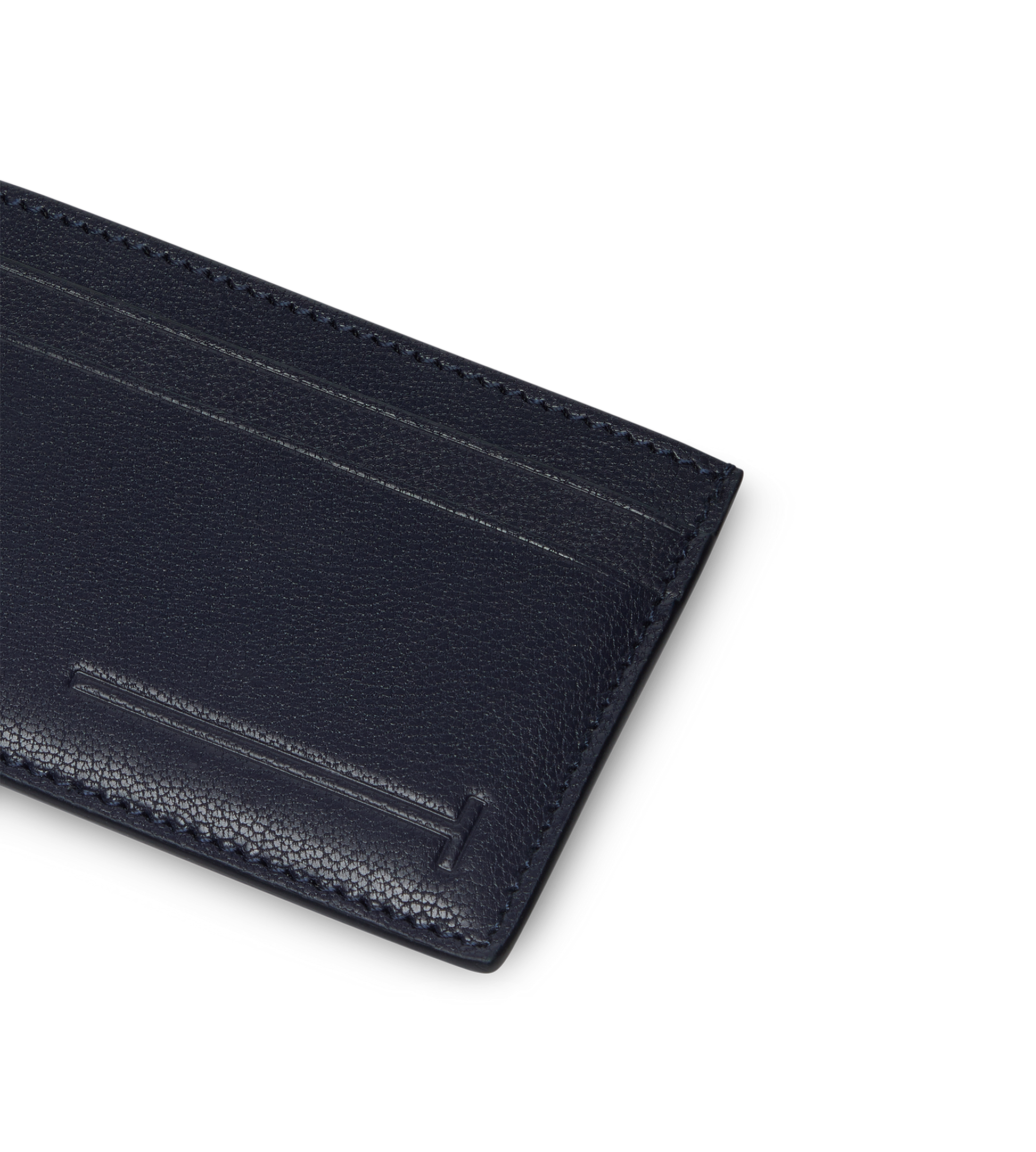 Supple Grain Leather Elongated T Line Classic Card Holder