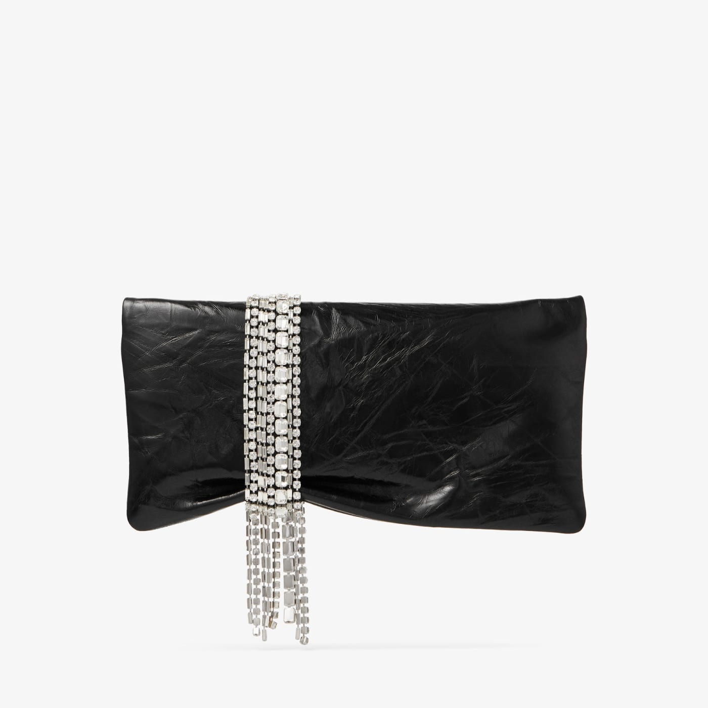 Zandra Black Vintage Metallic Leather Clutch Bag