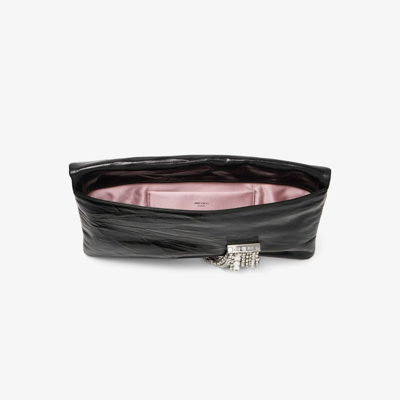 Zandra Black Vintage Metallic Leather Clutch Bag