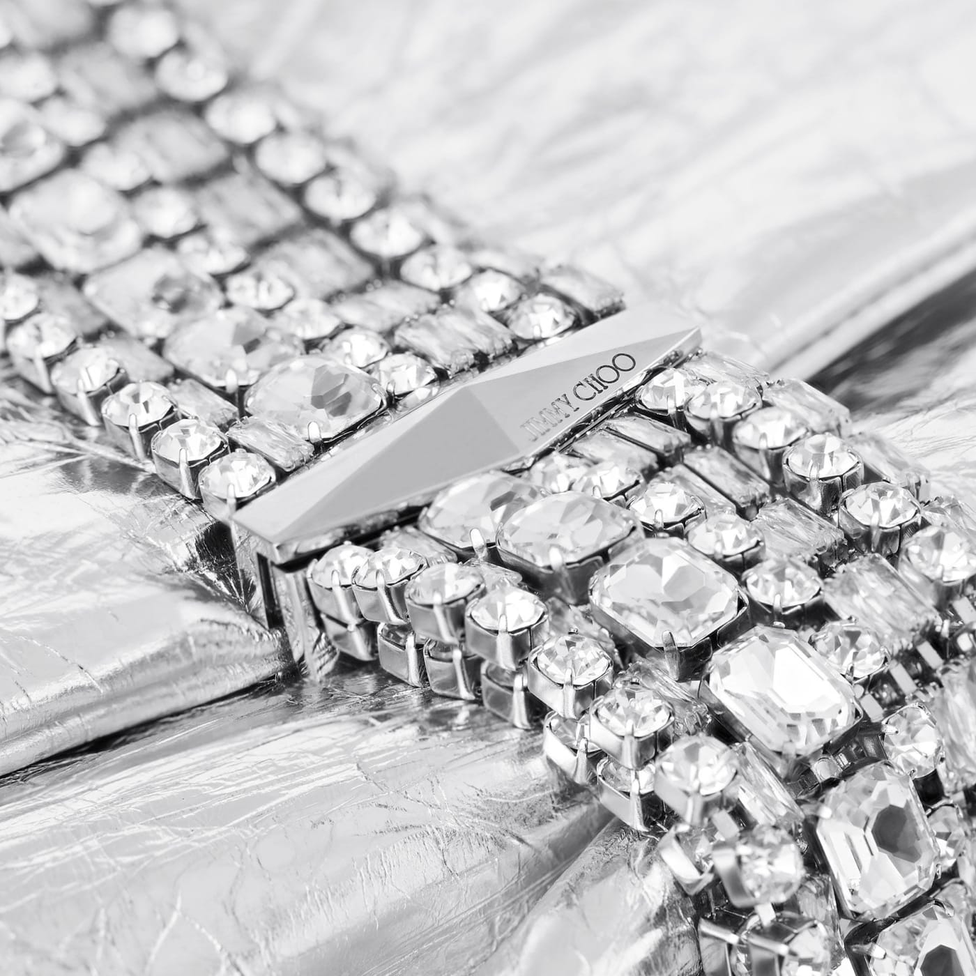 Zandra Silver Vintage Metallic Leather Clutch Bag