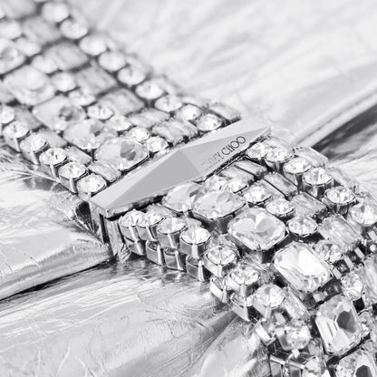 Zandra Silver Vintage Metallic Leather Clutch Bag