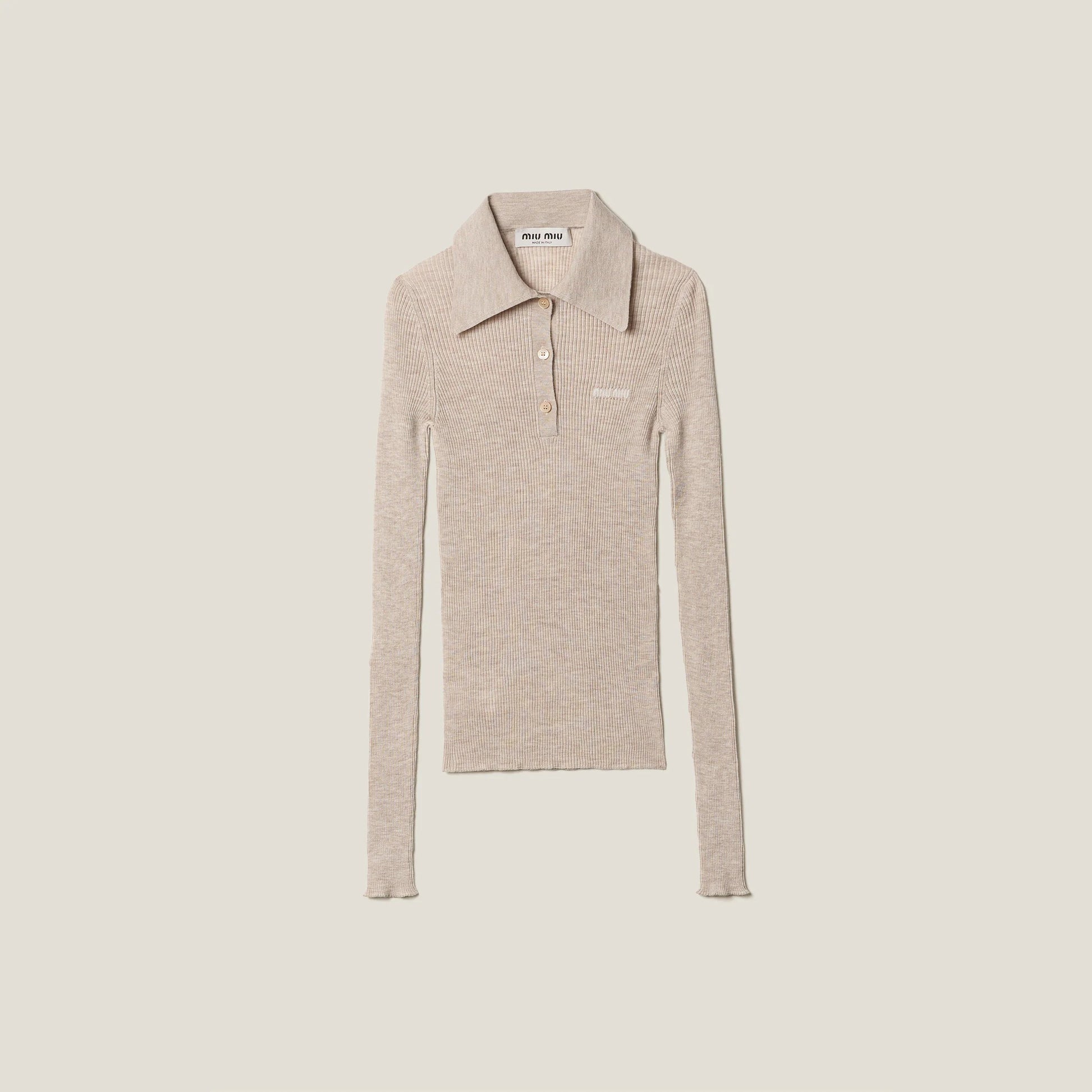 Cashmere and silk knit polo shirt
