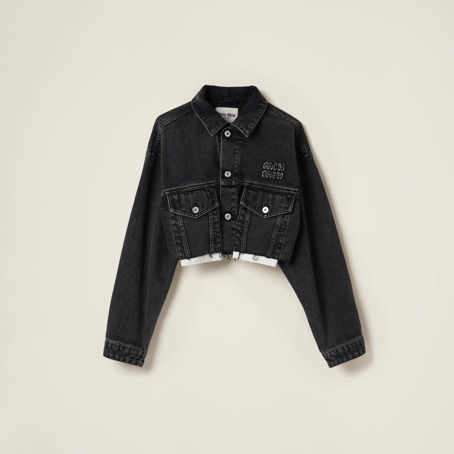 Black denim blouson jacket