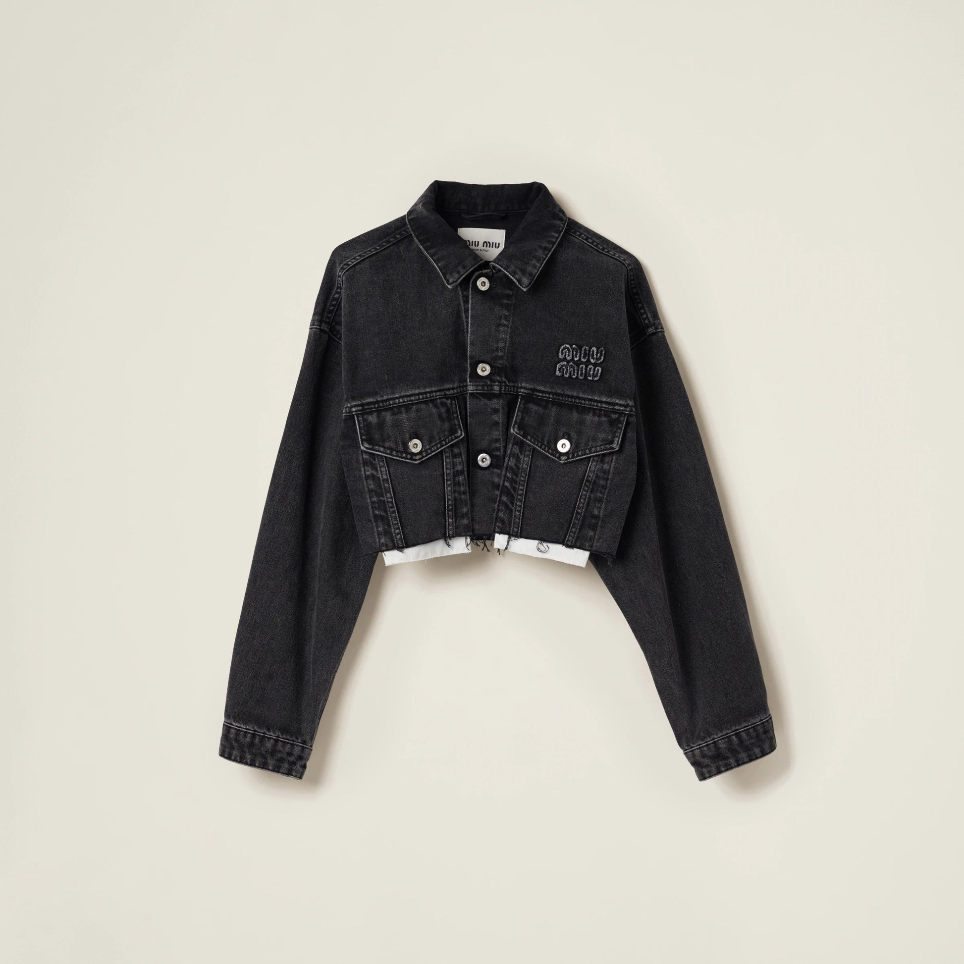 Black denim blouson jacket