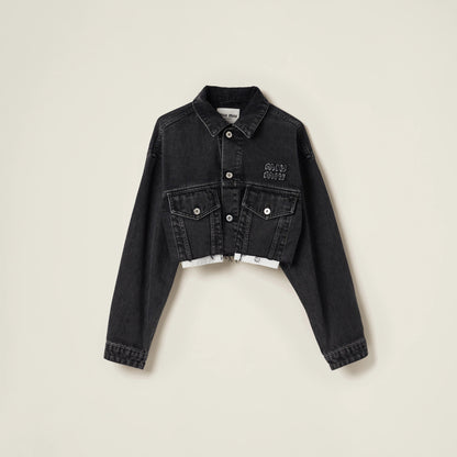Black denim blouson jacket