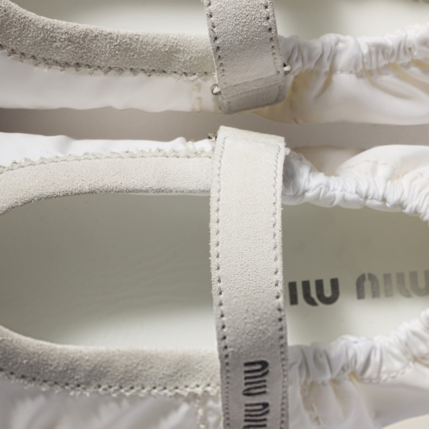 Plume technical fabric and suede ballerinas