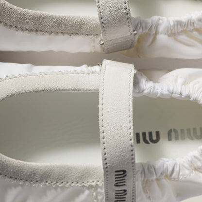 Plume technical fabric and suede ballerinas