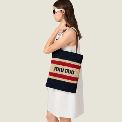 Raffia-effect woven tote bag