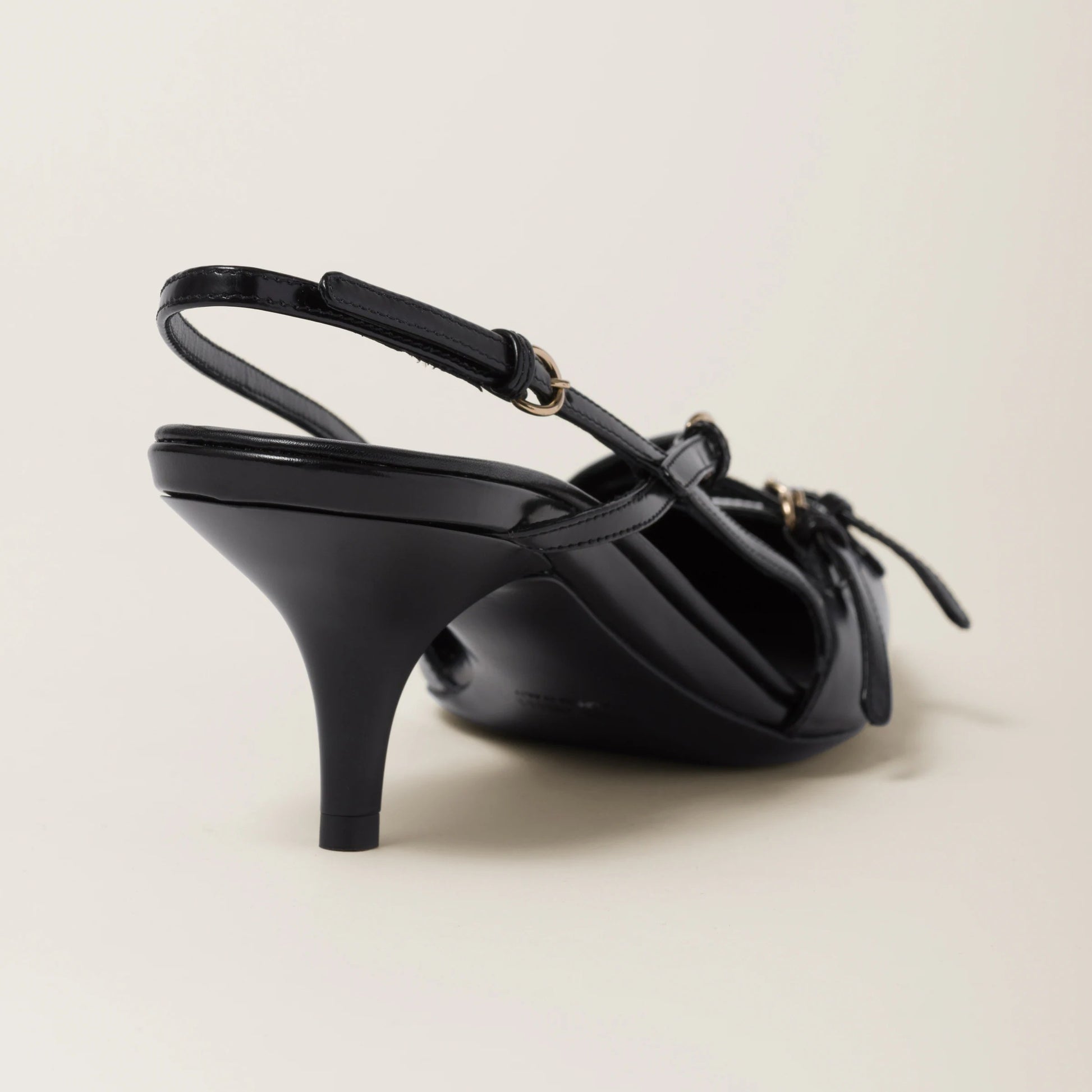 Brushed leather slingbacks with buckles