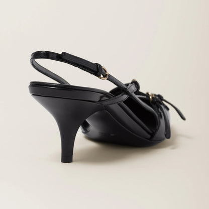 Brushed leather slingbacks with buckles