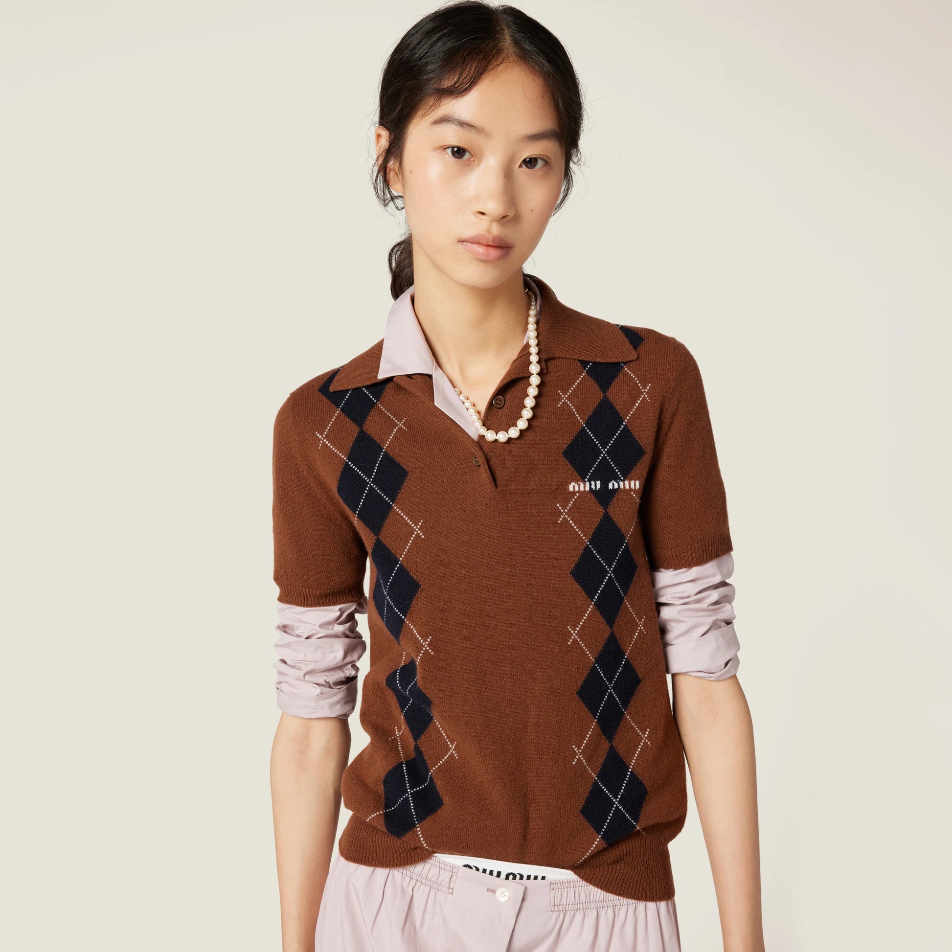 Cashmere knit polo shirt