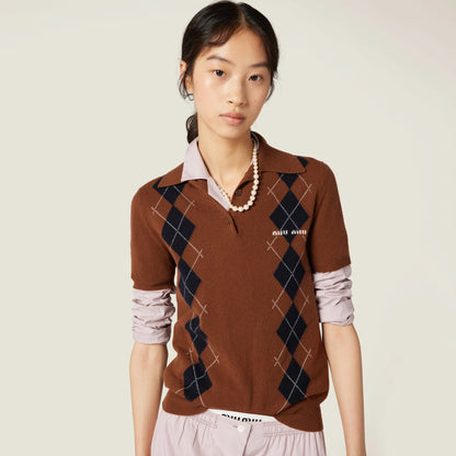 Cashmere knit polo shirt